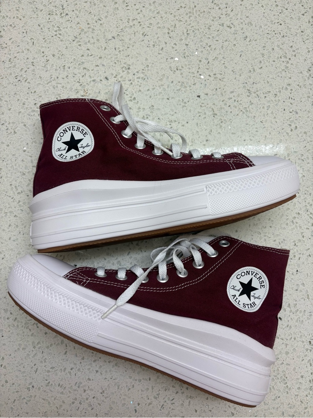 Women’s burgundy platform converse